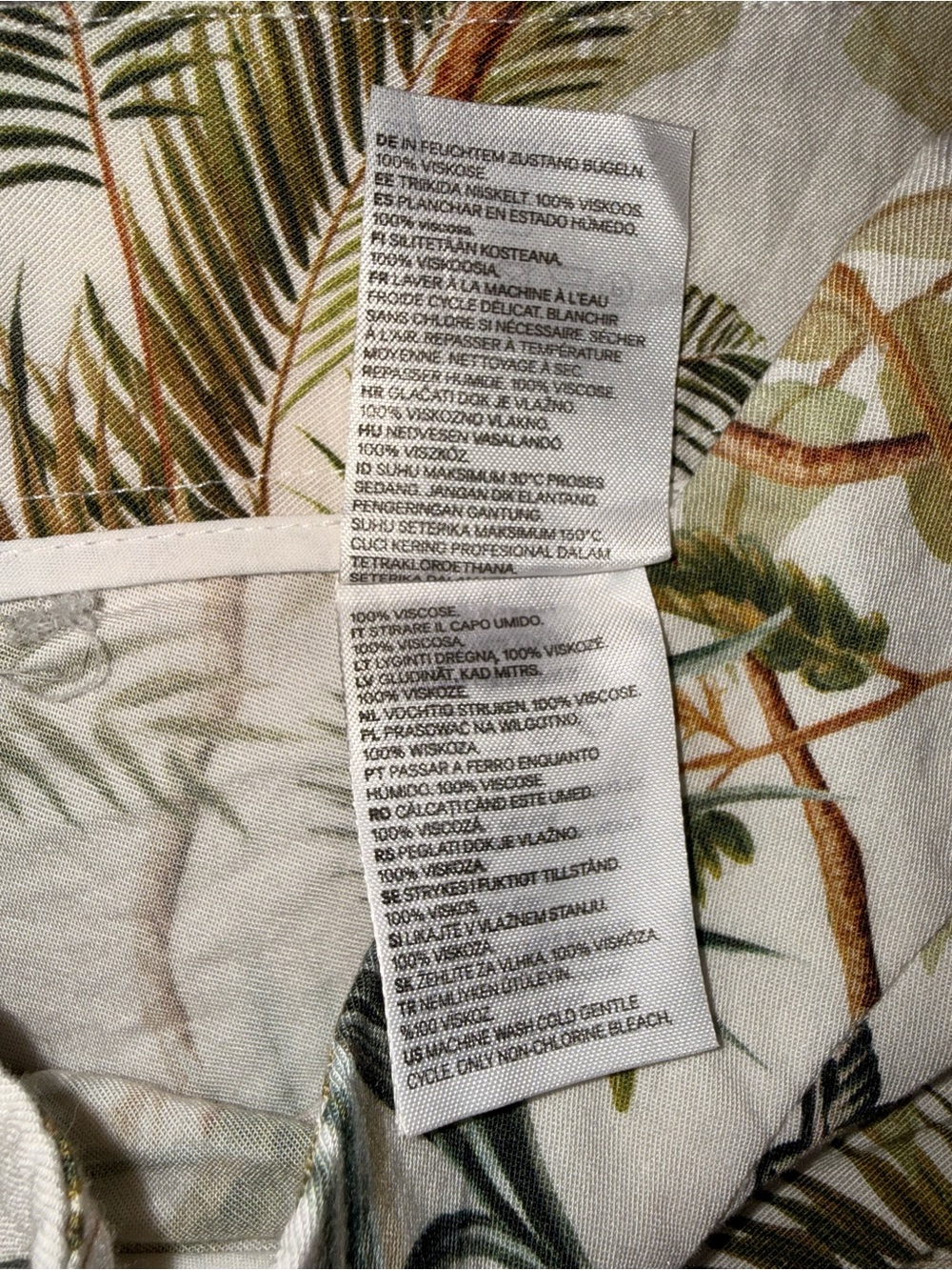 H&M Tropical Print Wide-Leg Pants - White/Green - Picture 6 of 12